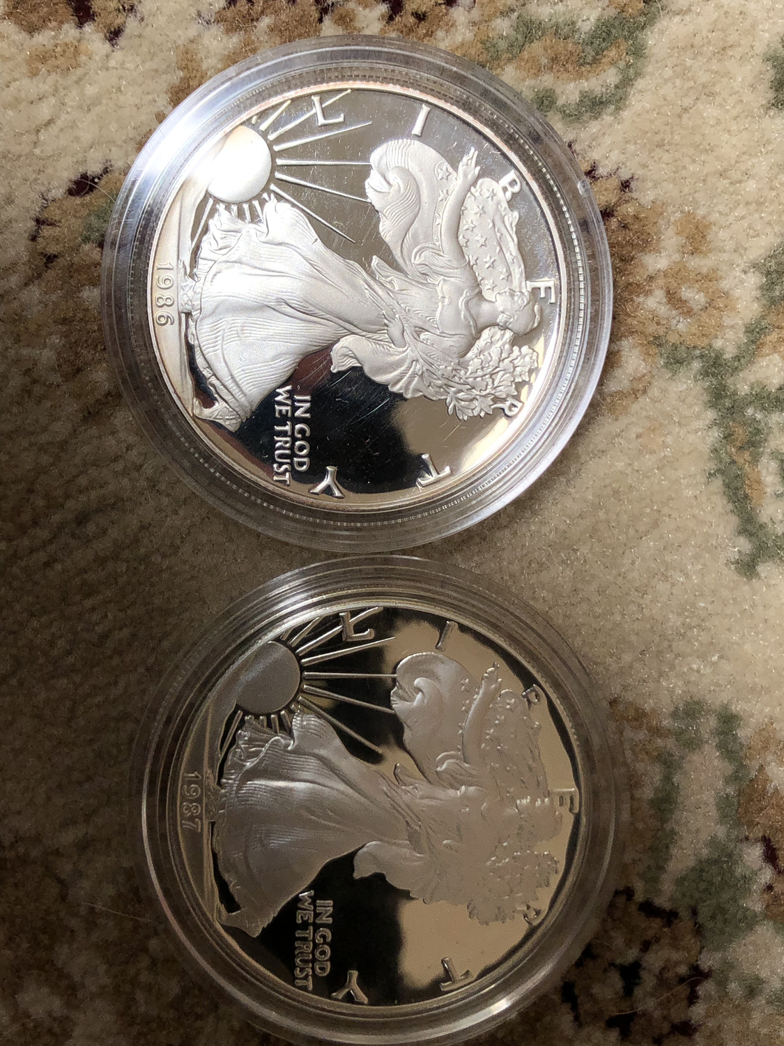 1986 &amp; 1987 AMERICAN EAGLE SILVER GEM PROOF