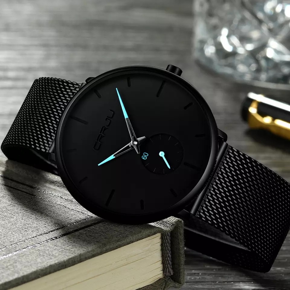 CRRJU fashion watch men waterproof thin mesh bracelet minimalist watches for men Quartz sport watch clock Relogio Masculino