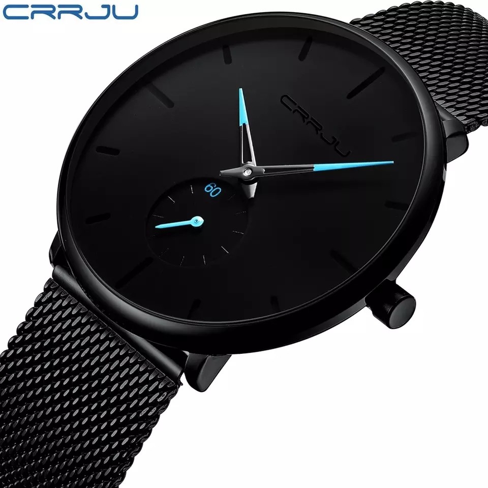CRRJU fashion watch men waterproof thin mesh bracelet minimalist watches for men Quartz sport watch clock Relogio Masculino