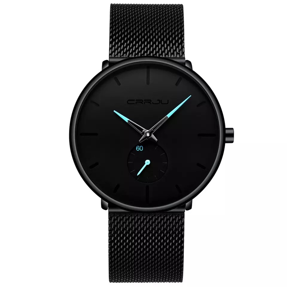 CRRJU fashion watch men waterproof thin mesh bracelet minimalist watches for men Quartz sport watch clock Relogio Masculino