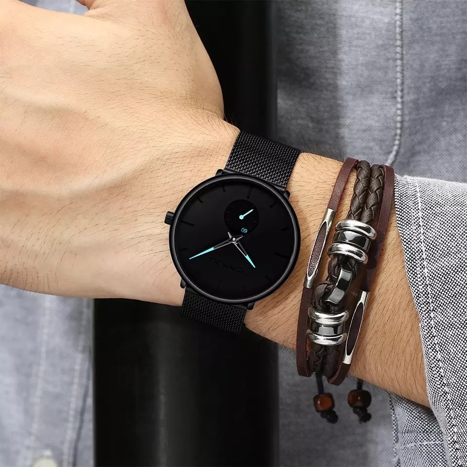 CRRJU fashion watch men waterproof thin mesh bracelet minimalist watches for men Quartz sport watch clock Relogio Masculino