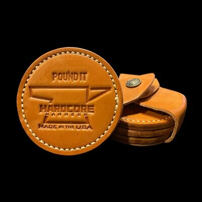 Pound It Leather Coaster Set