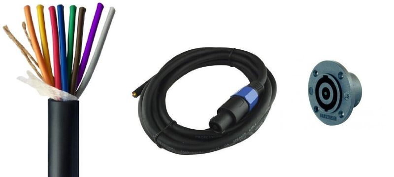 8 WIRE SPEAK-ON CABLE  w/ Socket
