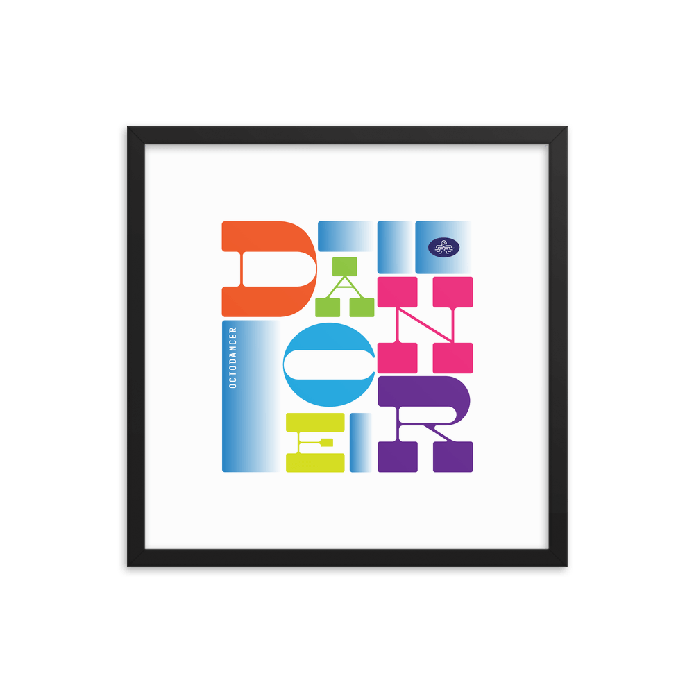 Dance Color Type Block Framed Poster (16 in x 16 in)