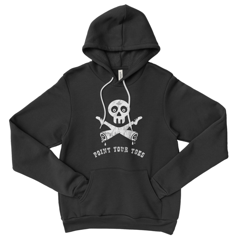 Point Your Toes Skull + Cross Bones  Legs Hoodie (Black)