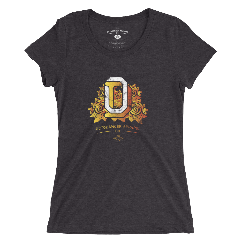 Women's Gold Roses T-Shirt (Dark Grey Triblend)