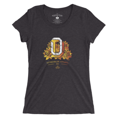 Women's Gold Roses T-Shirt (Dark Grey Triblend)