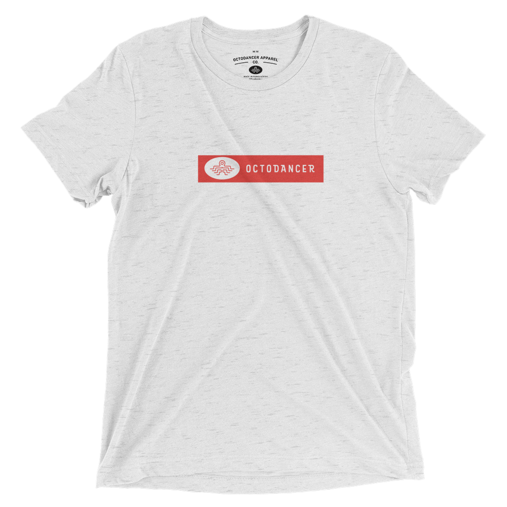 Unisex Octodancer Red Tag Logo T-Shirt (White Flek Triblend)