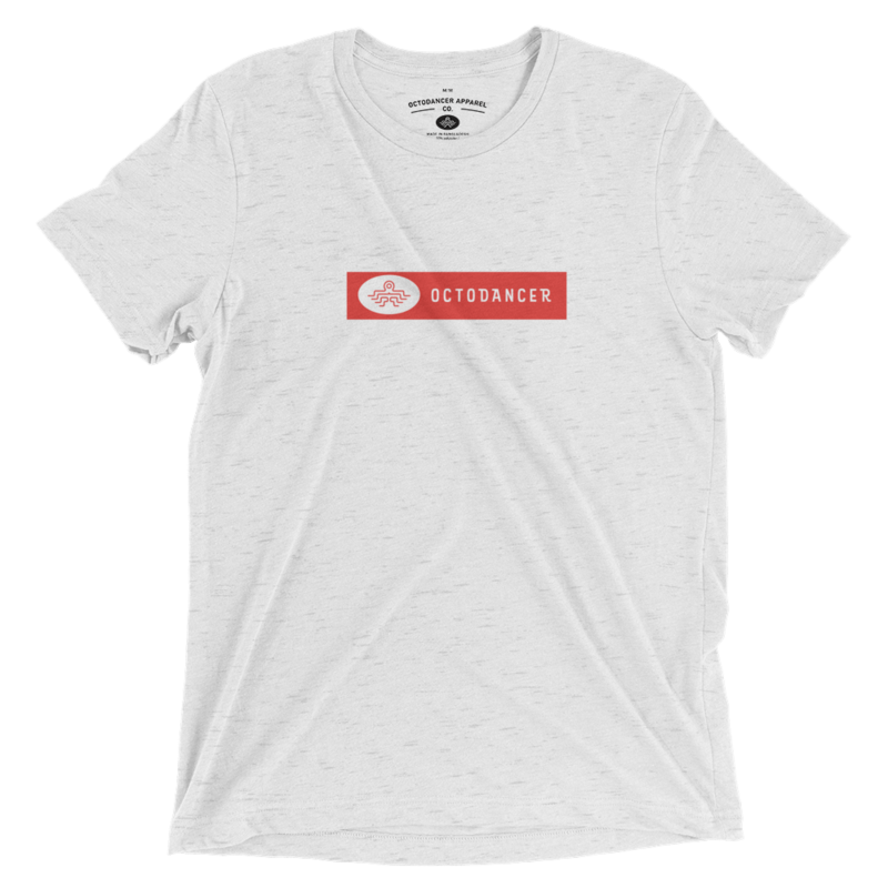 Unisex Octodancer Red Tag Logo T-Shirt (White Flek Triblend)