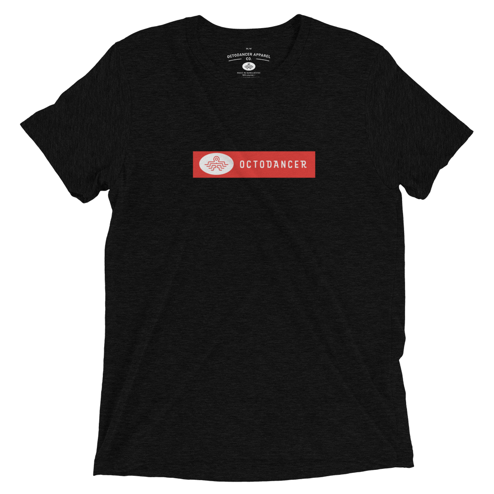 Unisex Octodancer Red Tag Logo T-Shirt (Solid Black Triblend)
