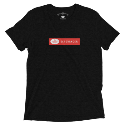 Unisex Octodancer Red Tag Logo T-Shirt (Solid Black Triblend)