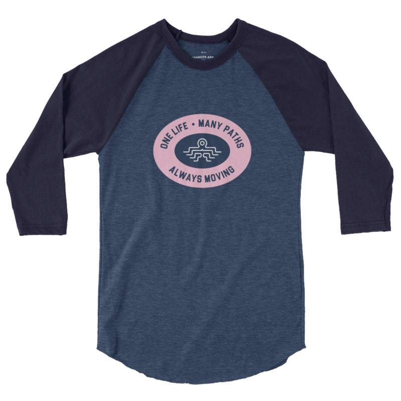 Unisex Octodancer Oval Logo + Tag 3/4 Raglan Shirt (Heather Denim/Navy)
