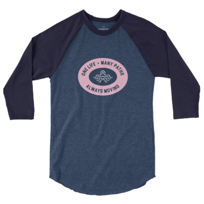 Unisex Octodancer Oval Logo + Tag 3/4 Raglan Shirt (Heather Denim/Navy)