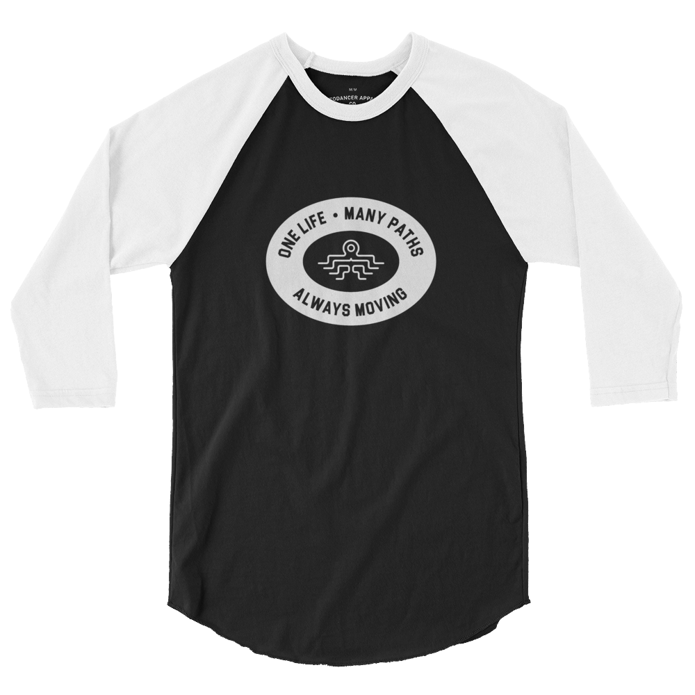 Unisex Octodancer Oval Logo + Tag 3/4 Raglan Shirt (Black/White)