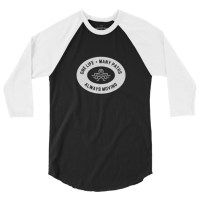 Unisex Octodancer Oval Logo + Tag 3/4 Raglan Shirt (Black/White)