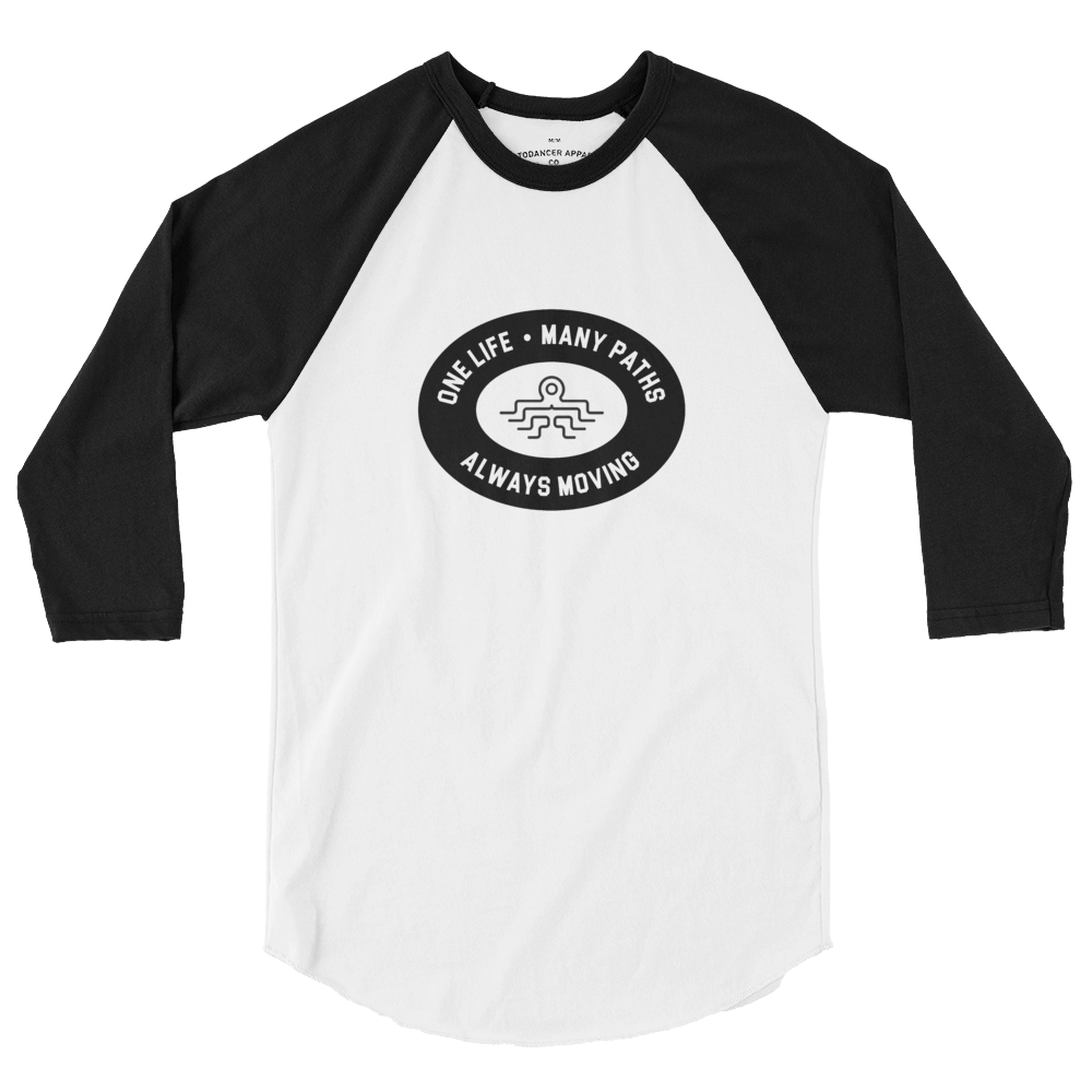 Unisex Octodancer Oval Logo + Tag  3/4 Raglan Shirt (White/Black)
