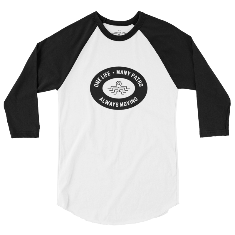 Unisex Octodancer Oval Logo + Tag  3/4 Raglan Shirt (White/Black)