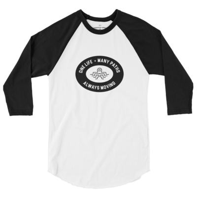 Unisex Octodancer Oval Logo + Tag 3/4 Raglan Shirt (White/Black)