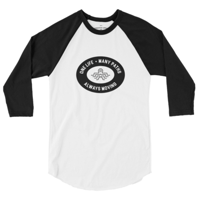 Unisex Octodancer Oval Logo + Tag  3/4 Raglan Shirt (White/Black)