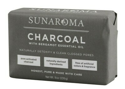 SUNAROMA ORGANIC BLACK CHARCOAL SOAP (with bergamont) 8 OZ. BAR