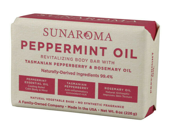 SUNAROMA ORGANIC PEPPERMINT (with rosaemary) SOAP 8 OZ. BAR