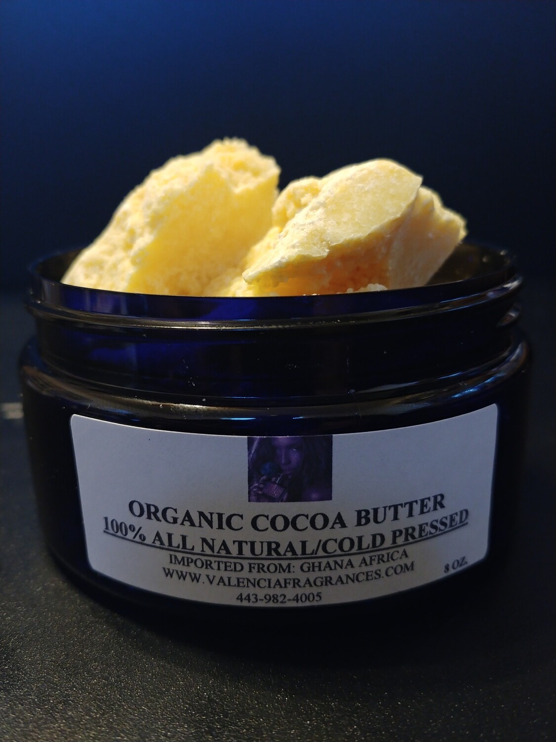 Raw Organic Cocoa Butter 100%  All Natural, CONTAINER SIZES: 4 oz. Container