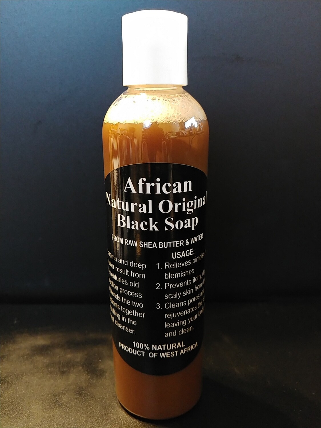 African Black Liquid Soap 8 oz. Bottle (New Thicker Formula)