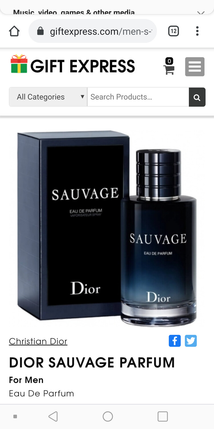 Dior Sauvage Eau De Toilette Spray 3.4 oz. men