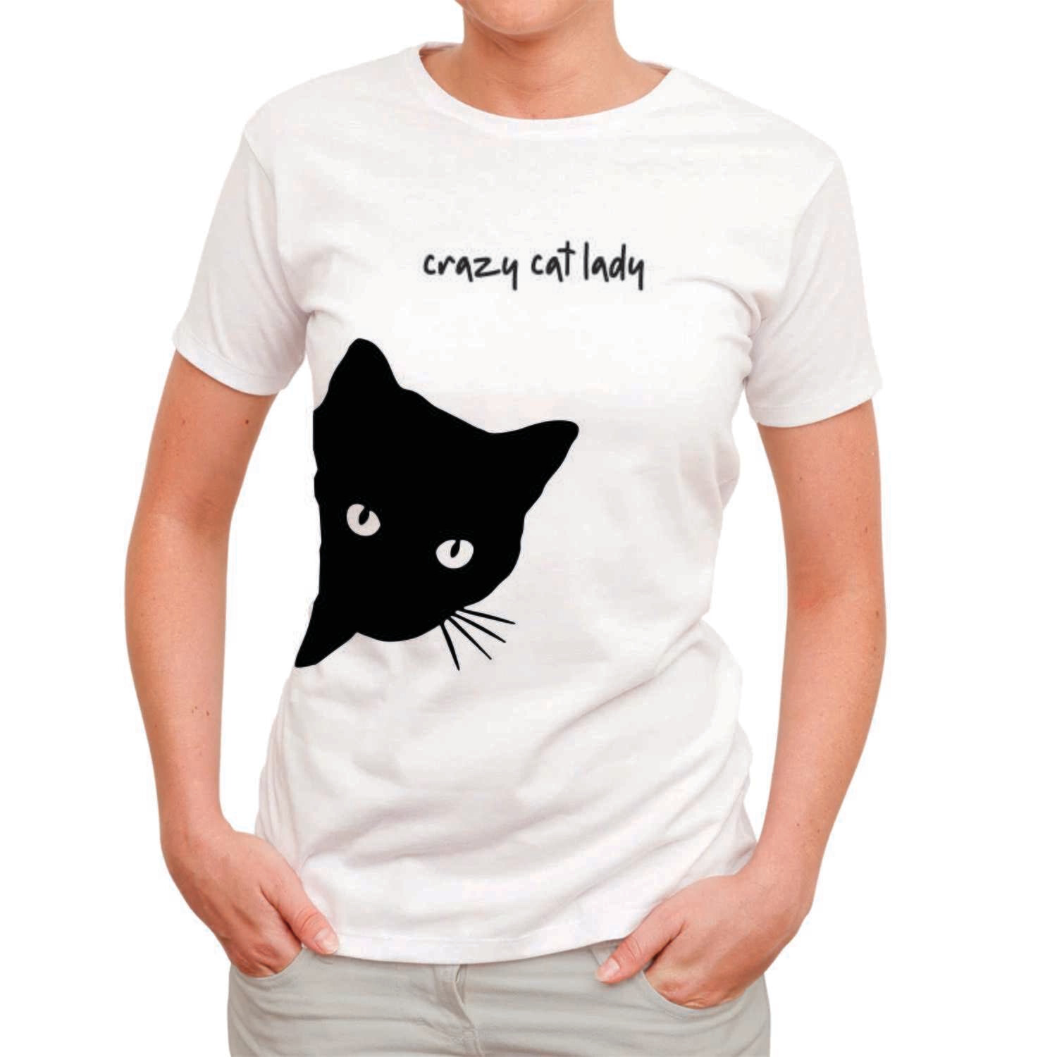 Black Cat Crazy Cat Lady T-shirt