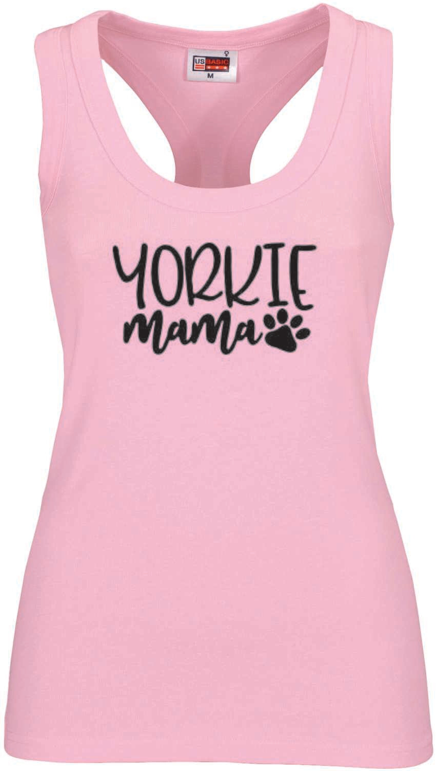 Pink Racerback Yorkie Mama T-Shirt