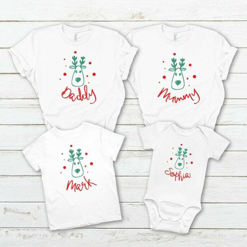 Set of 4 Family Christmas Themed T-Shirts
