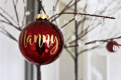 6cm SHINY RED Personalised Bauble