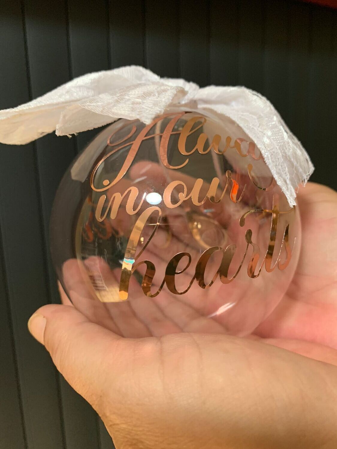 10cm XL CLEAR GLASS Personalised/Remembrance Bauble