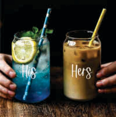 His & Hers Can Glass SET Tall 475ml