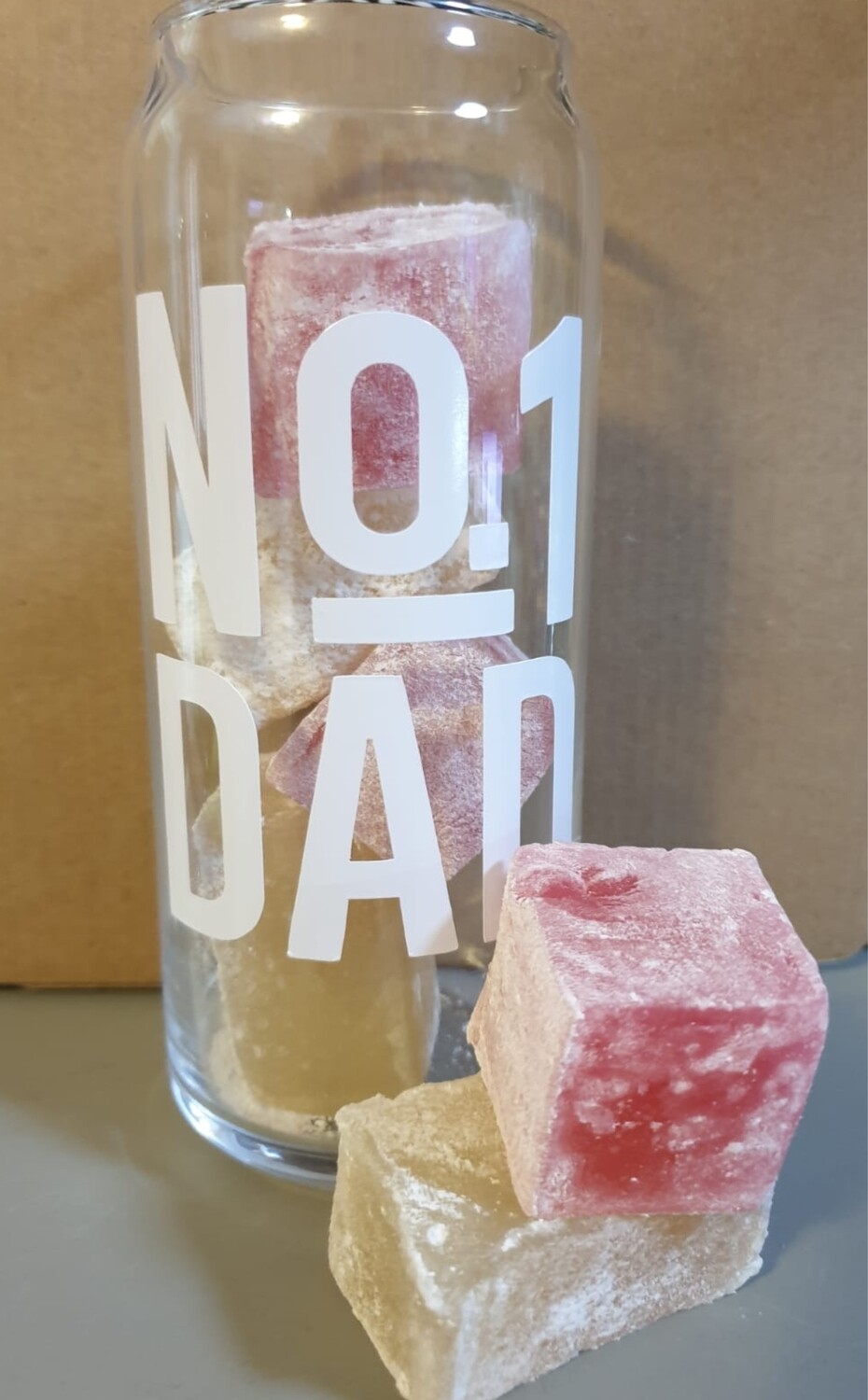 No.1 Dad Can Glass Tall 475ml & 200g Turkish Delight