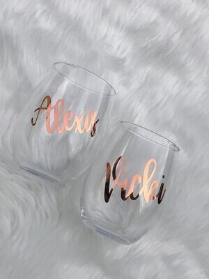 Personalised Stemless Wine Glass