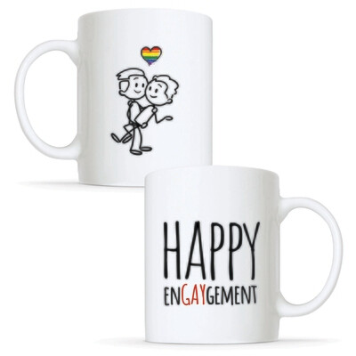 Happy Engagement - Gay Couple Mug Set