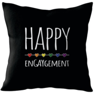 Happy Engagement - Lesbian Gay Couple Cushion