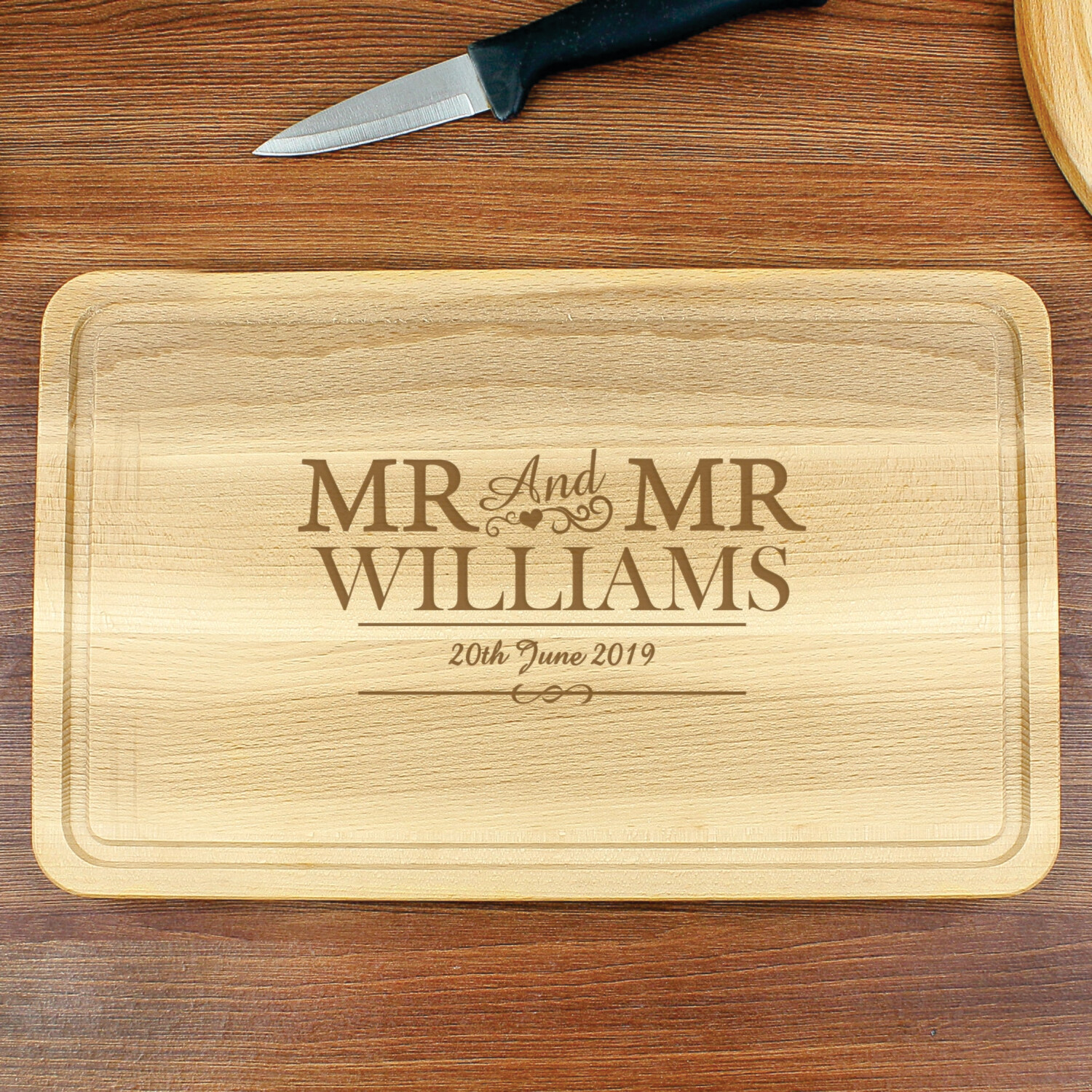 Mr &amp; Mr - Gay Couple Personalised Chopping Board