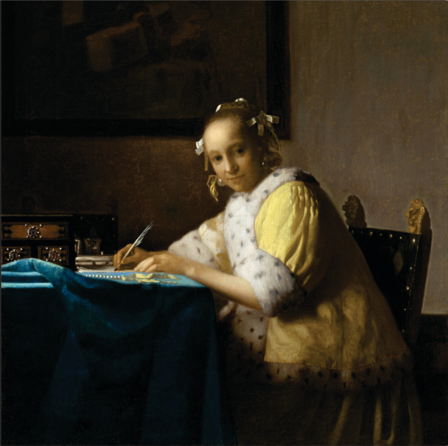 A Lady Writing a Letter - by Vermeer - Canvas Art Print