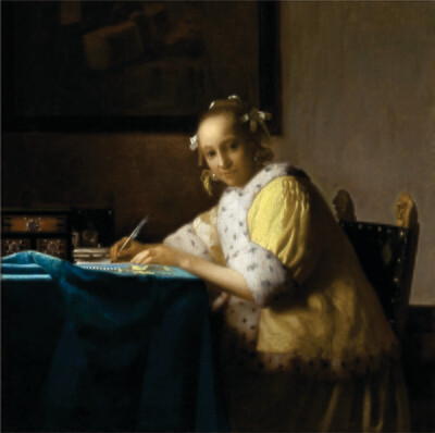 A Lady Writing a Letter - by Vermeer - Canvas Art Print
