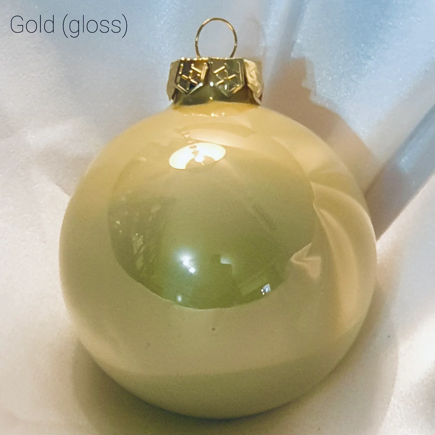 6cm Beige Gold Glass Personalised Bauble