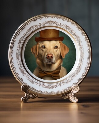 Vintage Plate with Stand (DOGS) - Catalogue Pawtraits