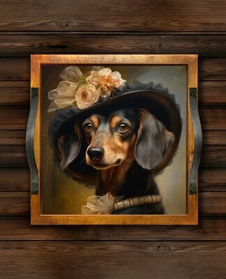 Wooden Tray with Leather Straps (DOGS) - 320mm x 320mm - Catalogue Pawtraits