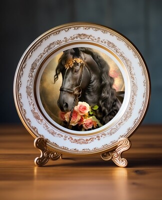 Vintage Plate with Stand (HORSES) - Catalogue Pawtraits
