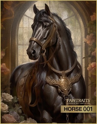 Wooden Tray with Leather Straps (HORSES) - 320mm x 320mm - Catalogue Pawtraits