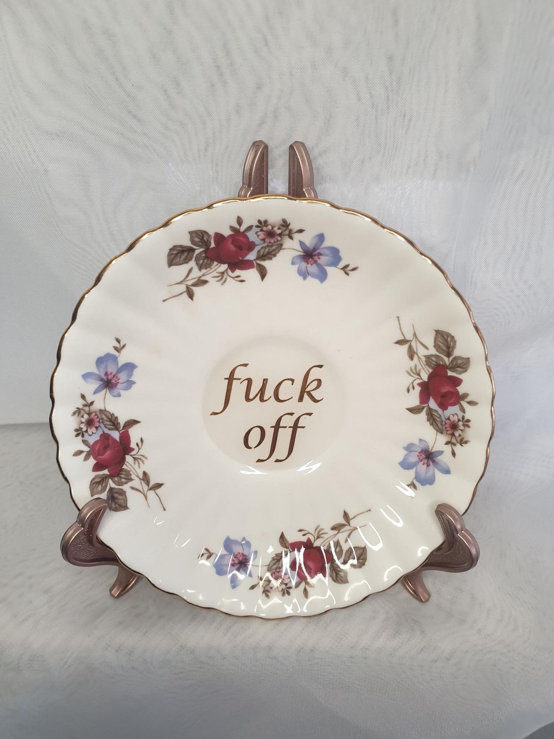 F*ck Off - One of a Kind Altered Art Dish