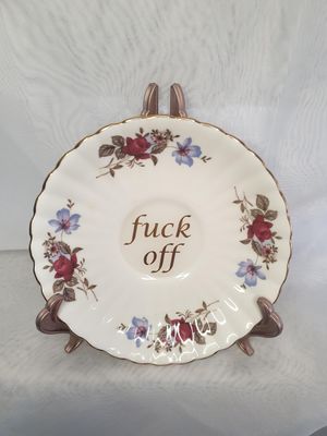 F*ck Off - One of a Kind Altered Art Dish