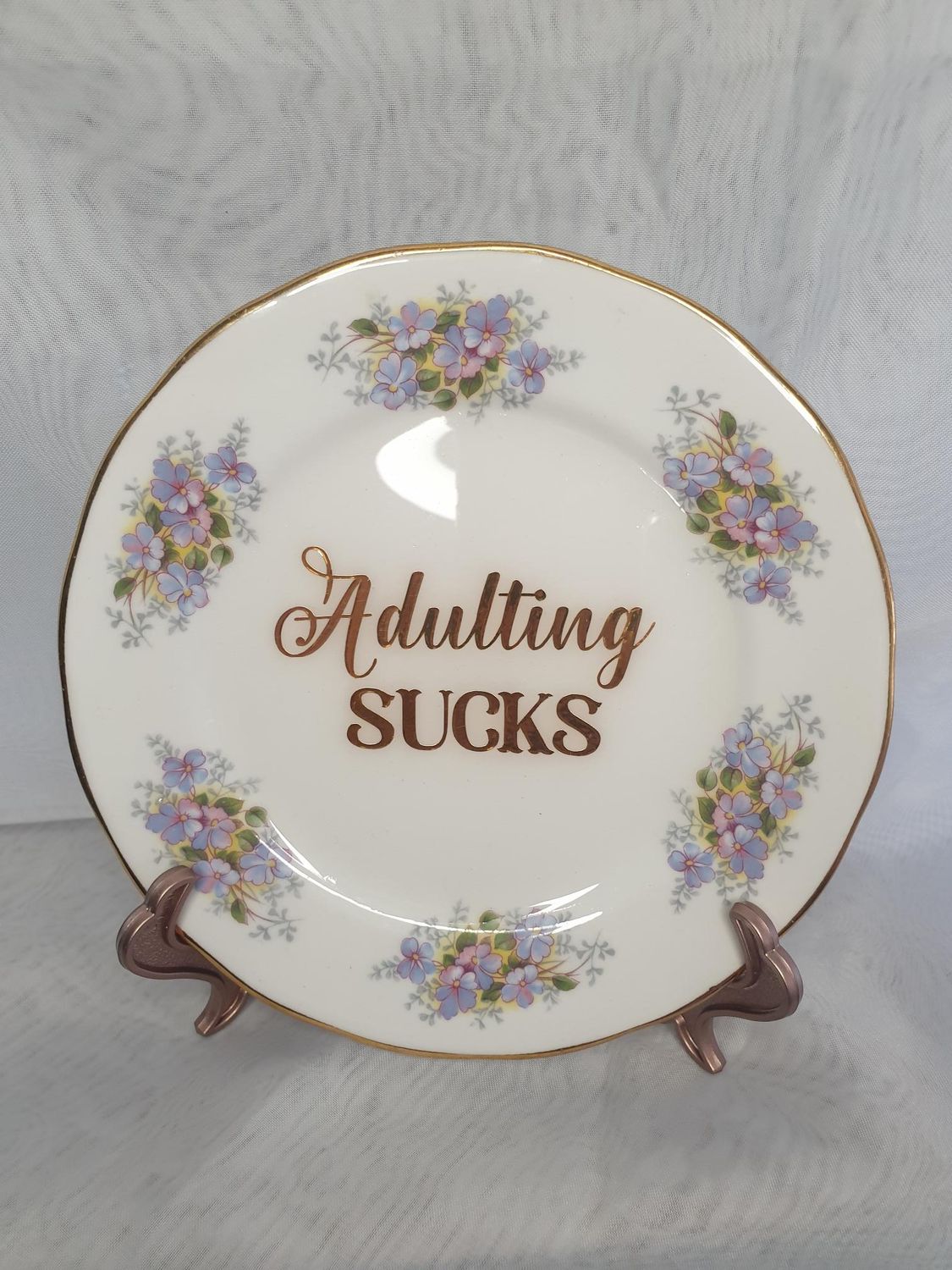 Adulting Sucks - One of a Kind Altered Art Dish