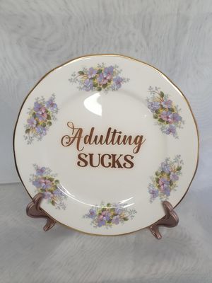 Adulting Sucks - One of a Kind Altered Art Dish